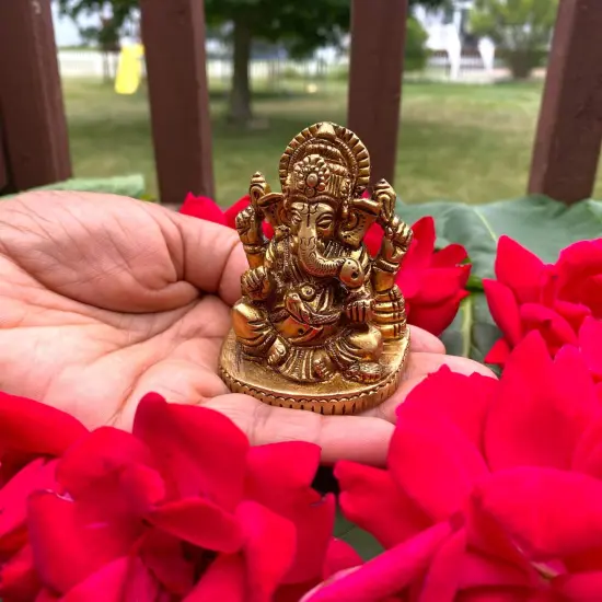 Ganesha Brass Idol, Altar, Deity, Ganesh Idol, Ganapati Idol, Ganesha Statue, Ganapati Idol, Diwali Gift {6}