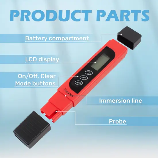 Insten - TDS Meter Digital Water Tester for Drinking Water, 3-in-1 TDS, 0-9999ppm, Temperature and EC Meter with Carrying Case, Red {5}