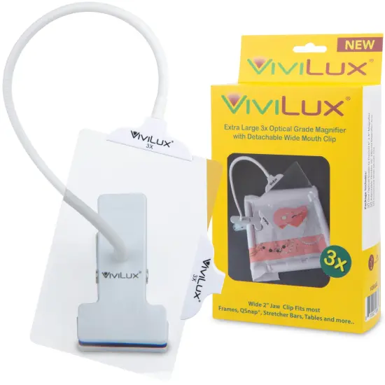ViviLux Optical Grade 3X Magnifier, Large 6"x4" Clip-On Lens, Flexible Arm for Hands-Free Precision, Attach to Task Lamps, Hobby Desks, Sewing Stations {1}