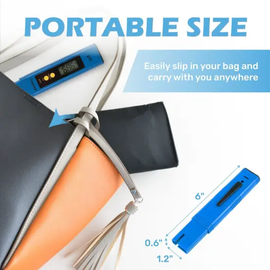 Insten - Digital pH Meter Tester Pen for Water Hydroponics, High Accuracy, Pocket Size, 0-14 pH Measurement Range, Blue {6}