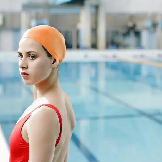 Swim Central 8.75" Orange Solid Swimming Pool Spa Swimming Cap {3}