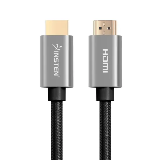 Insten 15 feet HDMI to HDMI Cable Male to Male Long Cord 8K 60Hz, 2.1 Version, 48Gbps, Gold Connectors, Nylon Braided, Black {4}