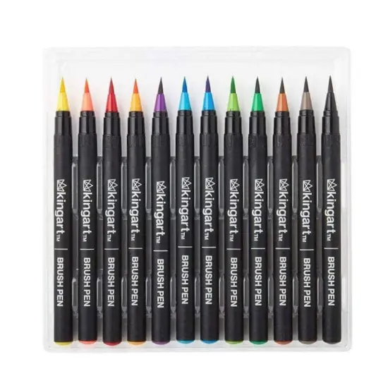 KINGART&reg; PRO Watercolor Brush Pens 12 Colors {3}