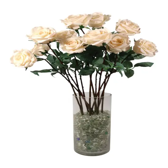27&rdquo; Real Touch Peach Rose 4&rdquo; Bloom, Lifelike Faux Flower for Bouquets, Home & Wedding Decor {5}