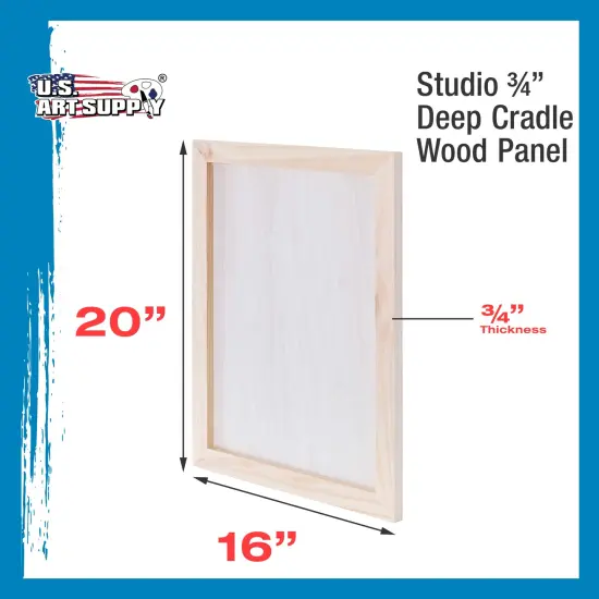 Unfinished Cradled Wood Panels for Painting, 2 Pack of 16x20 inch - Studio Birch Wooden Canvas Boards 3/4" Deep - Mixed-Media Craft, Acrylic, Oil, Encaustic, Paint Pouring Panel Board {3}