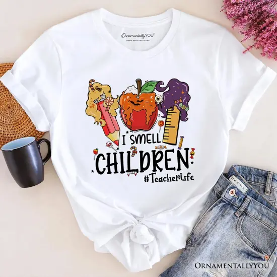 I Smell Children Witch Teacher Life T-Shirt, Back To School Halloween Tee {7}