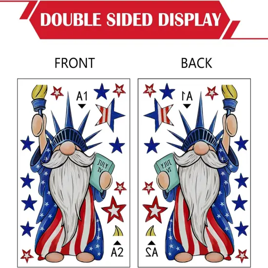 4th of July USA The Statue of Liberty Window Clings 4 Sheets, Patriotic America Red Truck Eagle Owl Stickers Decals Decor, American Fireworks Balloons Stars Stripes Home Kitchen Decorations {2}