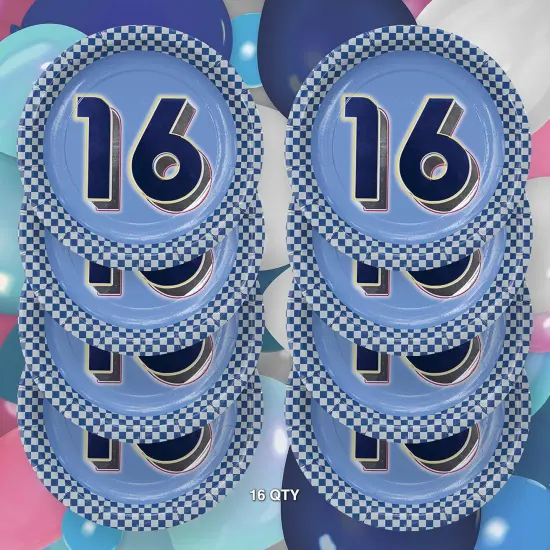 Boys 16th Birthday Party, 8 Plates with Deluxe Foil Printing. {3}