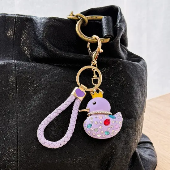 Wrapables Glamorous Crystal Rhinestone Ducky Keychain, Pendant Bag Charm, Purple {6}
