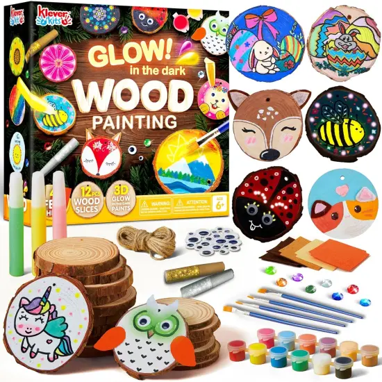 Wooden Painting Craft Kit-Glow in The Dark- Arts and Crafts {1}