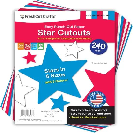 241 Pieces Star Cutouts, 2-Sided US Made Card Stock Punch {1}