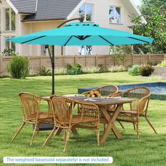 Costway10 FT Patio Offset Umbrella w/8 Ribs Cross Base Tilt {4}