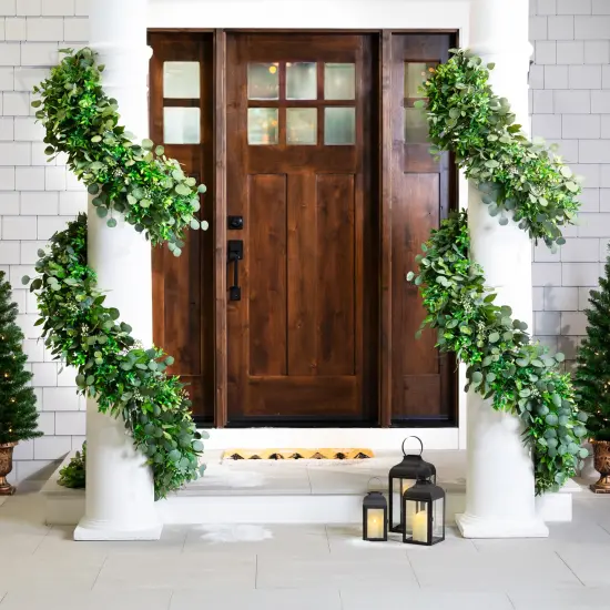 Northlight Silver Dollar and Seeded Eucalyptus Artificial Christmas Garland - 10' x 15" - Unlit Green {4}