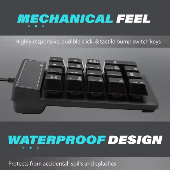 Insten USB Numeric Keypad, Portable Mini Wired Numpad, 19 Keys Accounting Number Keyboard Extension, For Laptop Desktop Computer PC, Black {3}