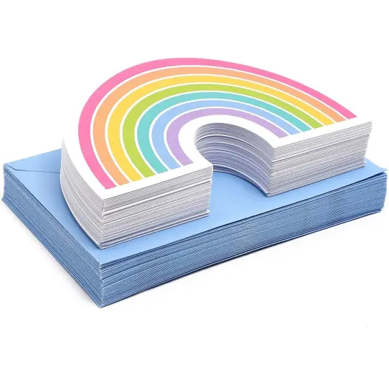 Die-Cut Rainbow Invitation Cards with Envelopes (36 Pack) Multicolor {5}