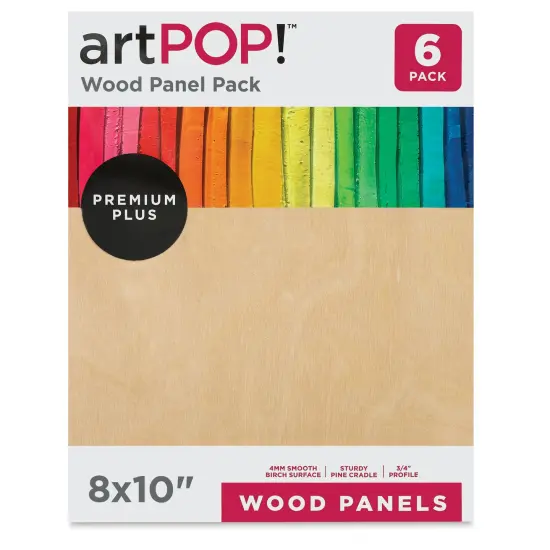 artPOP! Wood Panel Pack, 8 x 10 inches, Package of 6 Birch Wood Craft Panel Boards, 3/4 inch profile Pine Cradle for Pouring, Crafting, Painting {1}