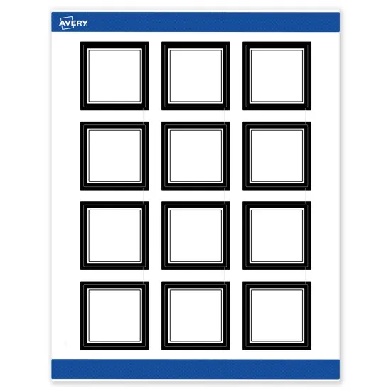 Avery Printable Square Labels, Double Black Border, 2" x 2", Matte White Square Labels, Permanent, Laser/Inkjet, 120ct, Great for Product Labels {1}