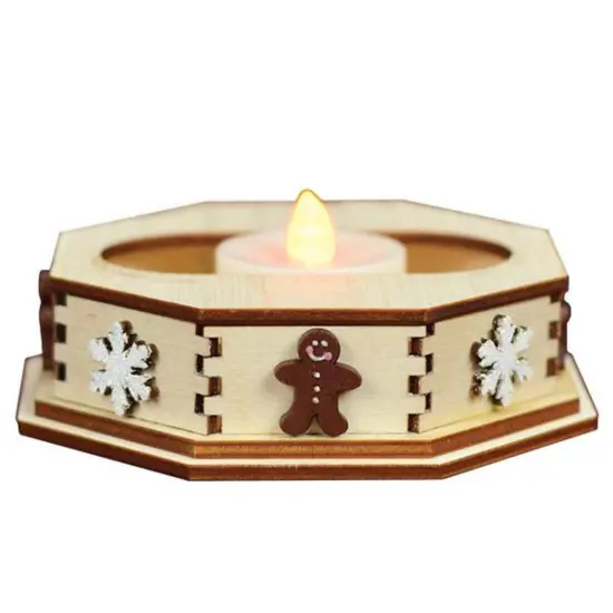 Ginger Cottages 1.0 Inch Snowflake Tealight Display Tree Ornament , Ornament Displayer Beige {1}
