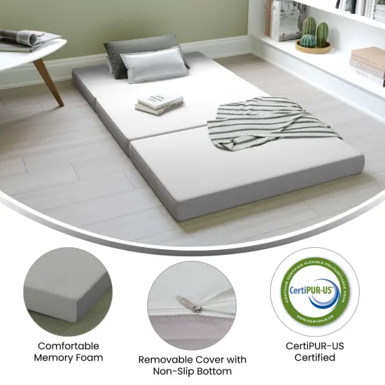Emma and Oliver Nova Cooling Tri-Fold Memory Foam Mattress in a Box with Supportive Foam Base and Washable Cover {4}