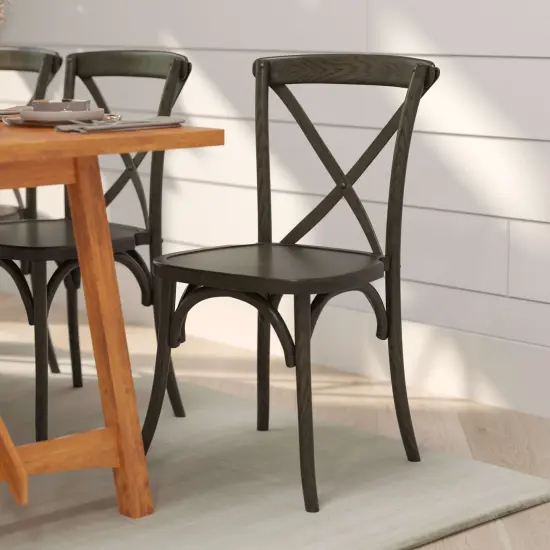 Merrick Lane Davisburg Stackable Wooden Cross Back Bistro Dining Chair Early American {1}
