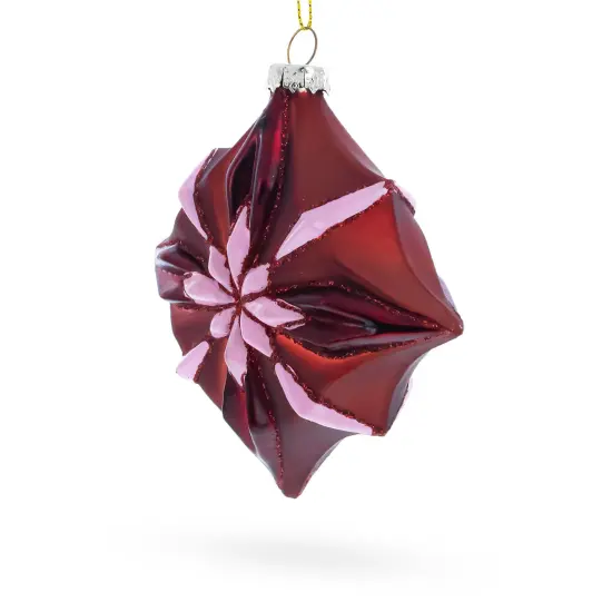 Red Starburst with Beaded Hanger Accent Glass Christmas Ornament {3}