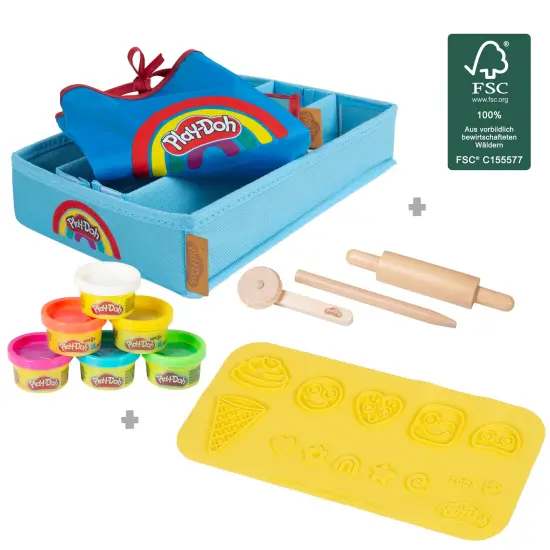 Play-Doh: Creative Playset - All Inclusive Clay Art Set, (6) 1oz Play-Doh Containers, Storage Box, Apron, 3pc Wooden Tools, 3D Silicone Mat, Kids 3+ {5}