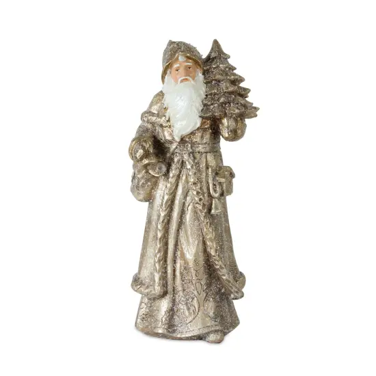 Melrose Set of 3 Antique Bronze Unique Christmas Santa Figurine, 12.25" Gold {4}