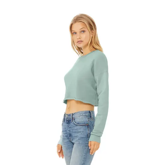Bella + Canvas&reg; Ladies Cropped Fleece Crew BRICK {4}