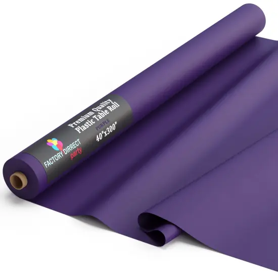 Exquisite Plastic Table Cover Roll &ndash; 40" x 300' Disposable Tablecloth Roll &ndash; Premium Thick 0.5 MIL Plastic Banquet Roll &ndash; Party Table Cover Roll for Events & Catering Purple {1}
