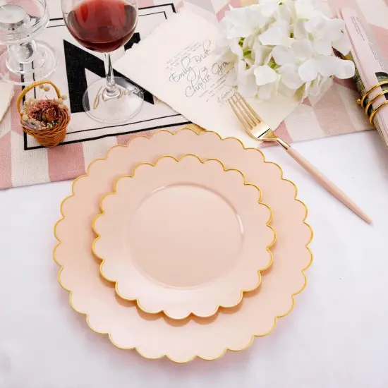 60Pcs Pink and Gold Baby Shower Disposable Plates Set &ndash; 30 Dinner & 30 Dessert Plates {3}