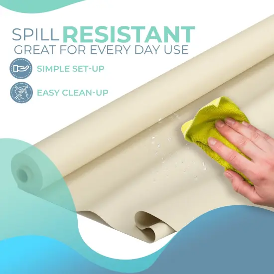 Exquisite Plastic Table Cover Roll &ndash; 40" x 300' Disposable Tablecloth Roll &ndash; Premium Thick 0.5 MIL Plastic Banquet Roll &ndash; Party Table Cover Roll for Events & Catering Ivory {5}