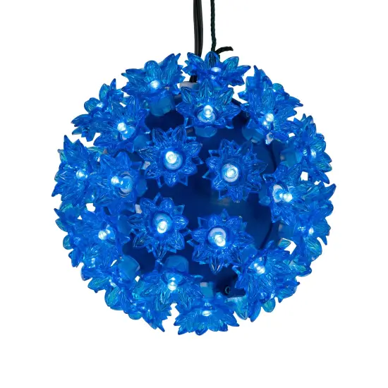Northlight LED Lighted Hanging Starlight Floral Sphere Outdoor Christmas Decoration- 6" - Blue {3}