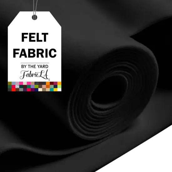 FabricLA Craft Felt Fabric - 72" Inch Wide & 1.6mm Thick Non-Stiff Felt Fabric by The Yard - Use This Soft Felt Roll for Crafts - Felt Material Pack - Black Felt Fabric Sheets, 4 Continuous Yards {1}