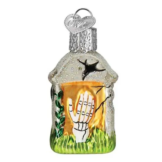 Old World Christmas 2.0 Inch Mini Tombstone Halloween Tree Ornament , Graveyard Bones Gray {2}