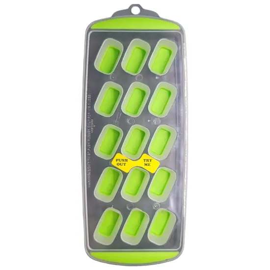 Handy Housewares 15 Rectangle Cube Flexible Silicone Bottom Push-Out Ice Cube Tray Green {1}