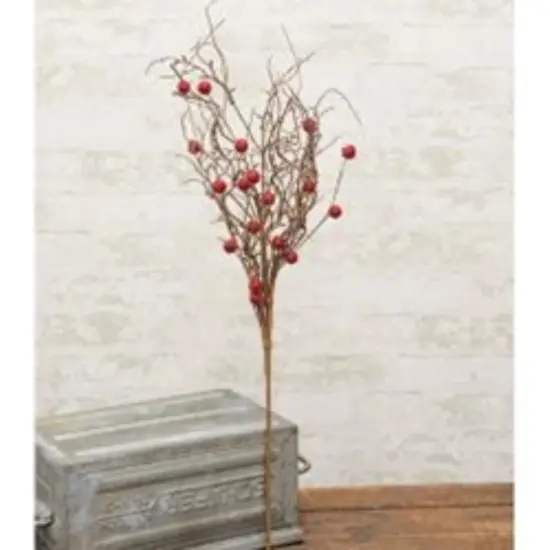 27&rdquo;High Wispy Red Berry Branch with Brown-Paper Wrapped Stem {2}