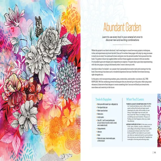 Funky Florals: A Bend-the-Rules Approach to Making Bright, Bold & Beautiful Flower Art with Watercolor, Acrylics, Markers & More - 12 Mixed-Media Projects {3}
