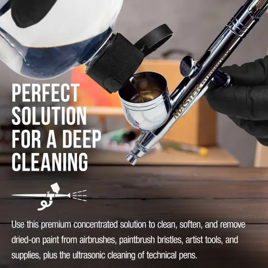 U.S. Art Supply Airbrush Cleaner, 1-Ounce Bottle - Fast Acting Cleaning Solution, Quickly Remove Water-Based Acrylic Paint, Watercolor, Makeup, Inks {4}