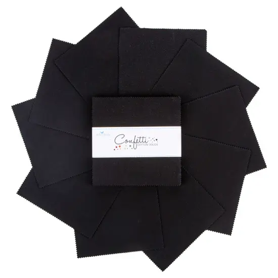 Confetti Cotton 5" Square Pack (Charm Pack / 5" Stacker) in Pitch Black byfor Riley Blake (5-120-PITCHBLACK-42) {3}