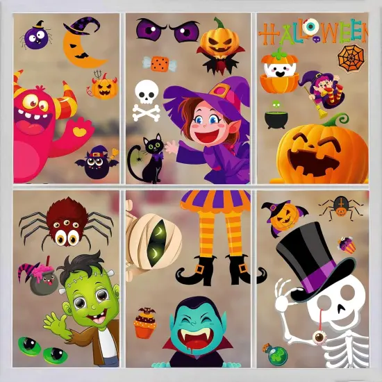 10 Sheets Halloween Window StickersDouble Sided - Halloween Window Clings - {1}