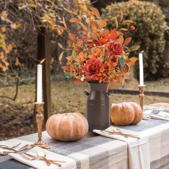 Fake Autumn Hydrangea Silk Flowers Bouquets with Fall Floral {4}