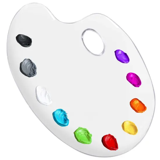 U.S. Art Supply 9.5" x 13.8" Clear Oval-Shaped Acrylic Painting Palette - Transparent Plastic Artist Paint Color Mixing Tray - Non-Stick, Easy Clean {1}