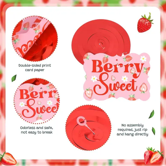 trawberry Berry Sweet Party Hanging Swirl Decor, Summer Fruit Strawberry Theme Party Ceiling Streamers {3}