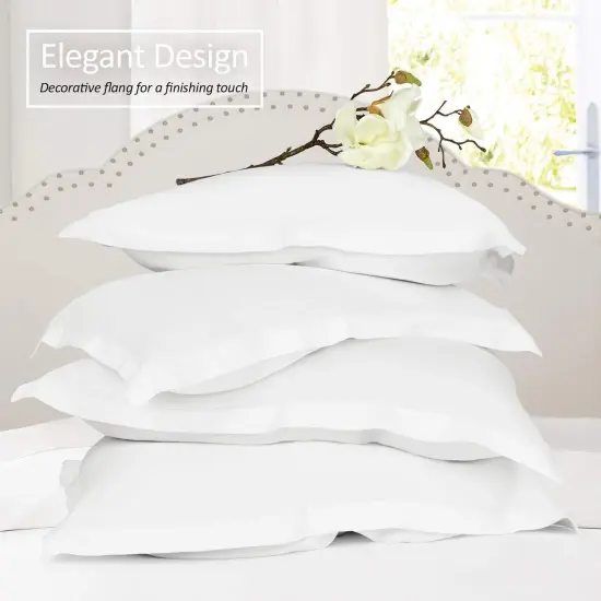 Soft Pillow Shams Set of 2 - Double Brushed Microfiber Pillow Covers - Hotel Style Premium Bed Pillow Cases, with 1.5&rdquo; Decorative Flange, Euro 26"x26" - White {3}