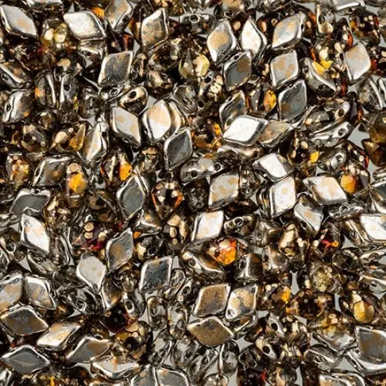 Matubo 2-Hole Czech Glass Gold Splash Gemduo Beads, 50g Backlit Menthol {1}