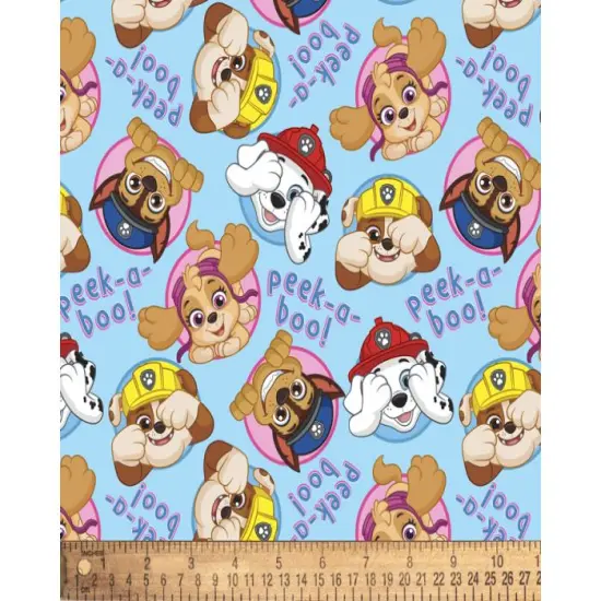 Paw Patrol Plays Peek-a-Boo Digital Cotton Print Fabric | By the Yard | Sewing and Crafting | 44 inches wide {1}