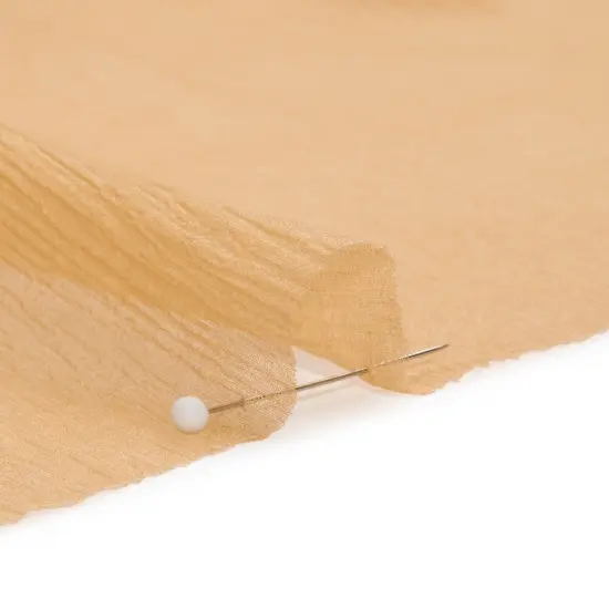 1 Yard Silk Crinkled Chiffon Toasted Beige Sheer Lightweight Draping Fabric, 43 Inches Wide {2}