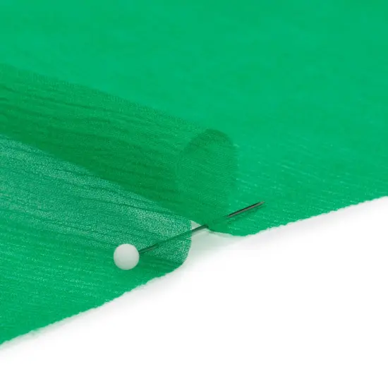 1 Yard Silk Crinkled Chiffon Kelly Green Sheer Lightweight Fashion Fabric, 43 Inches Wide {2}