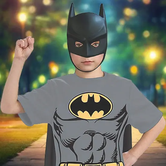 Boys Batman Costume Shirt with Mask and Removable Cape Multi {5}