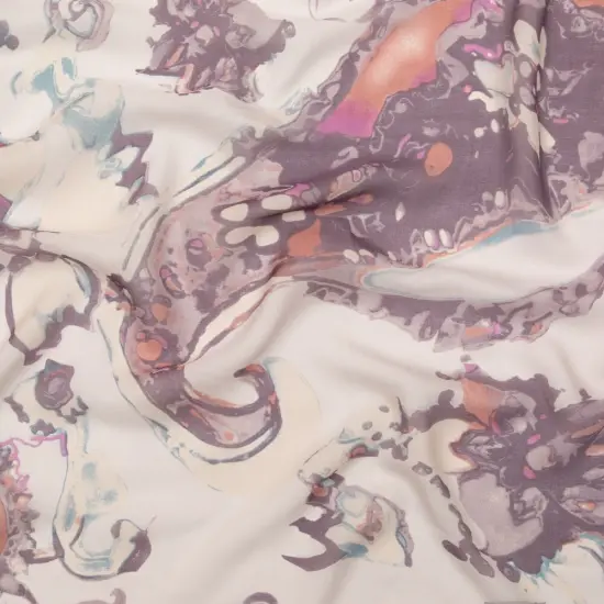 1 Yard Antique Purple Rust Abstract Silk Chiffon 51 inch Width {1}